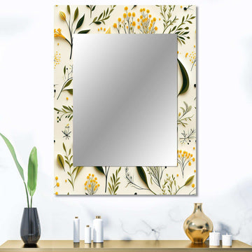 Yellow And Green Floral Simplicity - Floral Wall Mirror